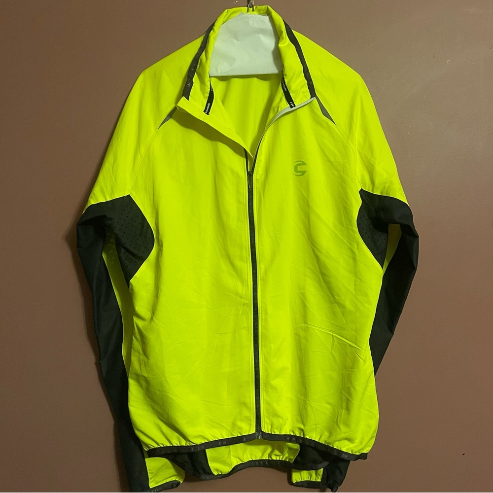 Men's Neon Yellow and Black Windbreaker cycling